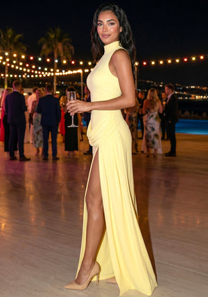 Draped Detail Maxi Dress Yellow