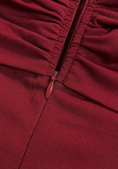 Cap Sleeve Draped Maxi Dress Burgundy