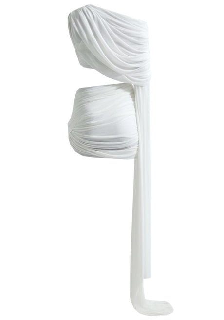 Draped Two Piece Dress White