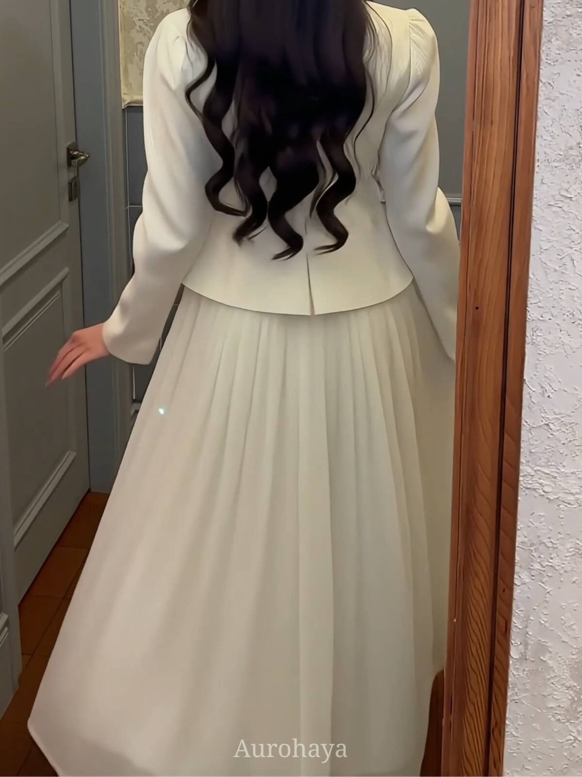 Elegant Long Sleeve Peplum Waist Maxi Dress