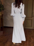 Round Neck Bubble Sleeve Maxi Dress, DES107