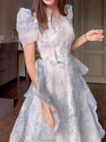 Floral V-Neck Short Sleeves Maxi Dress, DES109
