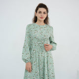 Floral Drawstring‑Waist Maxi Dress - Aurohaya