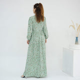 Floral Drawstring‑Waist Maxi Dress - Aurohaya