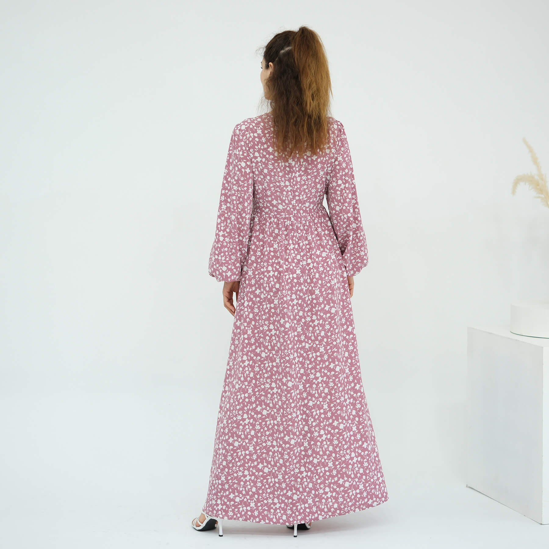 Floral Drawstring‑Waist Maxi Dress - Aurohaya