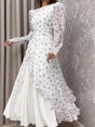 Aurohaya Puff Sleeves Layered Ruffle Hem Floral Maxi Dress, DES113 White