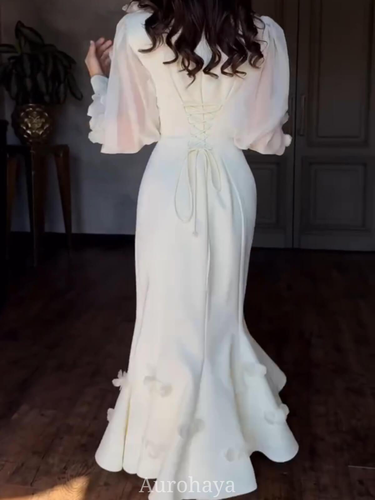 Aurohaya Square Neck Long Sleeve Floral Maxi Dress, DES121