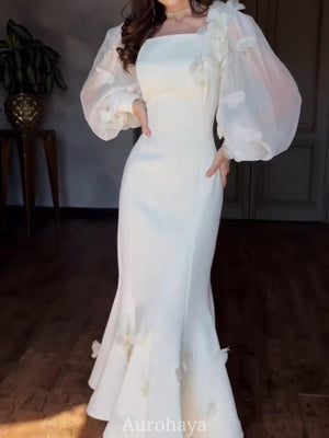 Aurohaya Square Neck Long Sleeve Floral Maxi Dress, DES121