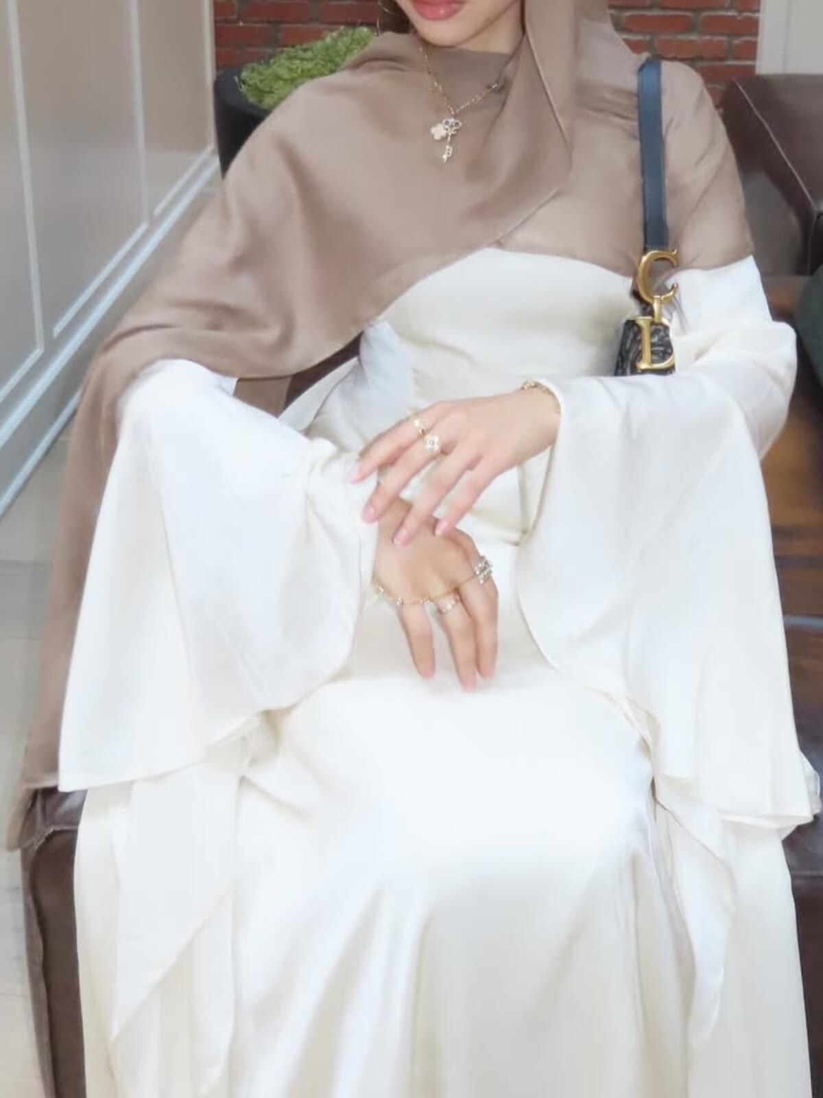 Elegant White Lace-Up Flare Sleeve Maxi Dress