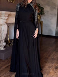 Shawl Sequined High Waist Maxi Dress