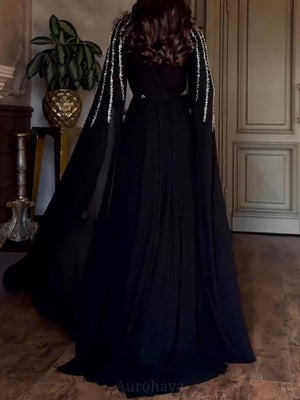 Aurohaya Shawl Sequined High Waist Maxi Dress