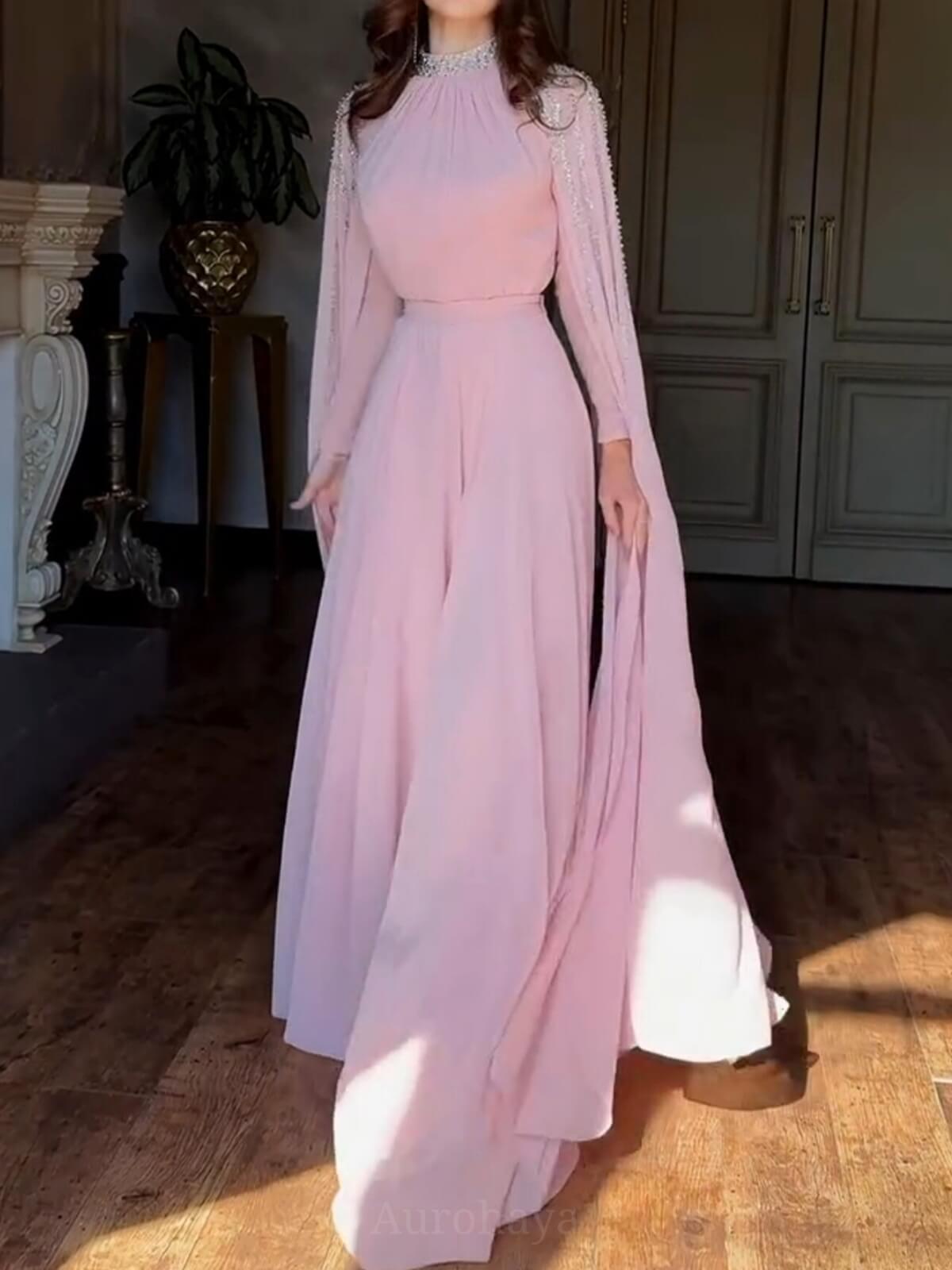 Aurohaya Shawl Sequined High Waist Maxi Dress Pink