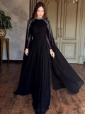 Shawl Sequined High Waist Maxi Dress