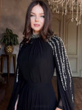 Shawl Sequined High Waist Maxi Dress