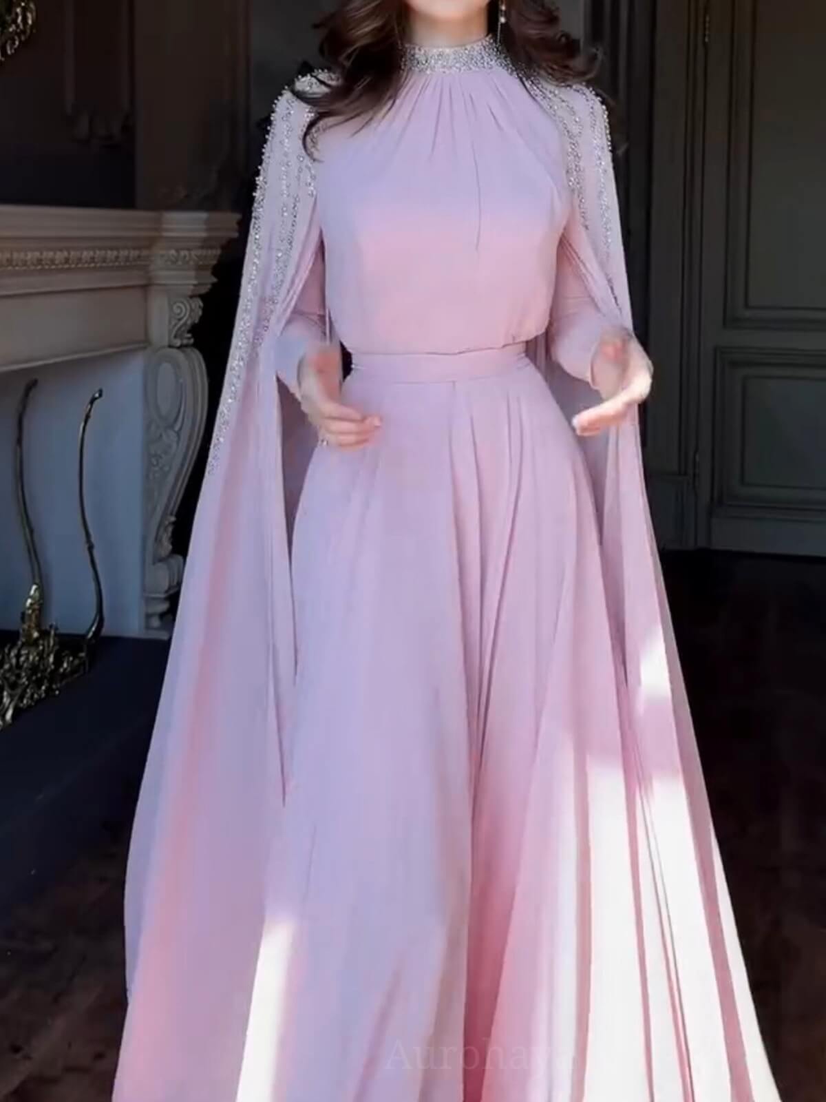 Shawl Sequined High Waist Maxi Dress