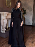 Shawl Sequined High Waist Maxi Dress