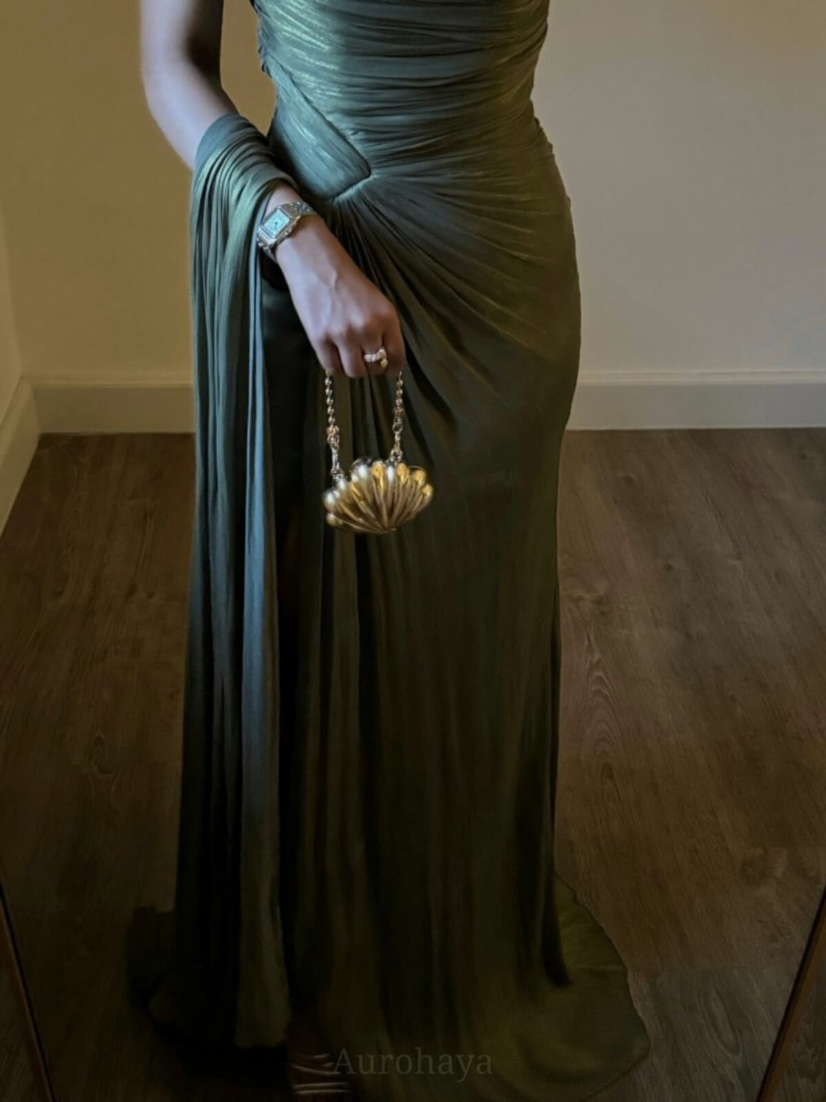 One-Shoulder Satin Wedding Ball Gown Maxi Dress