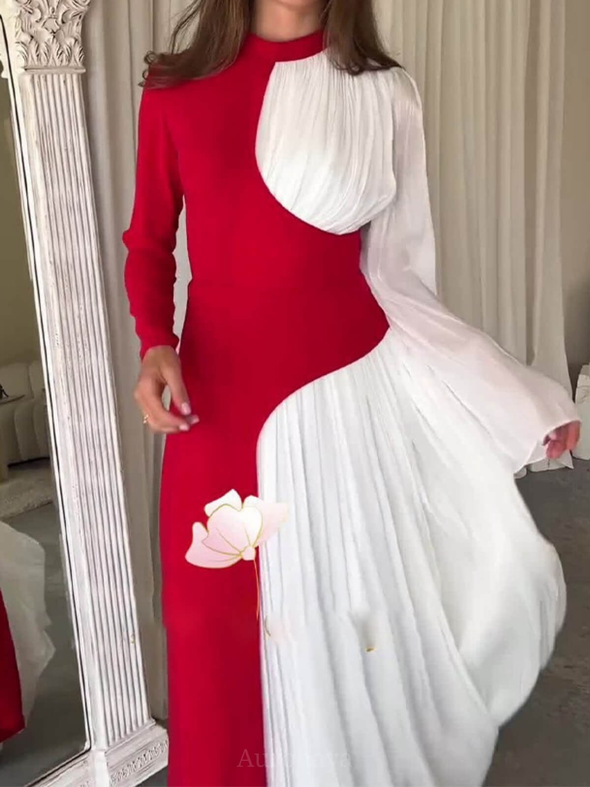 Ladies Round Neck Vintage Dress