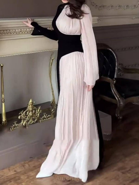 Aurohaya Ladies Round Neck Vintage Dress