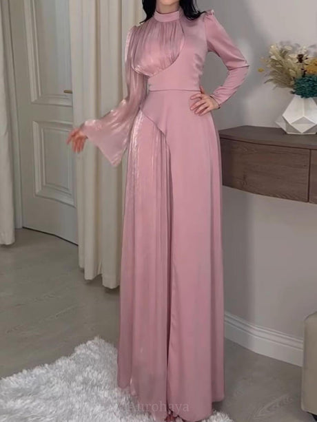 Aurohaya Ladies Round Neck Vintage Dress