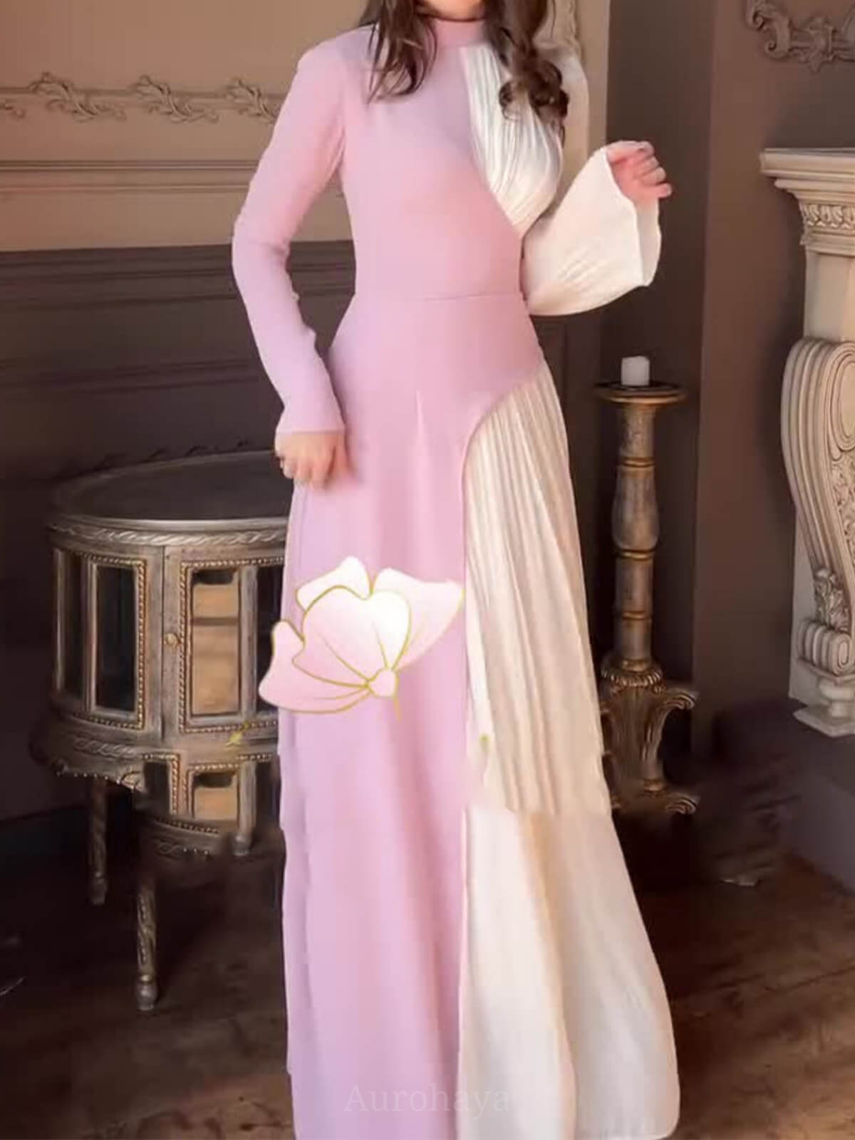 Ladies Round Neck Vintage Dress