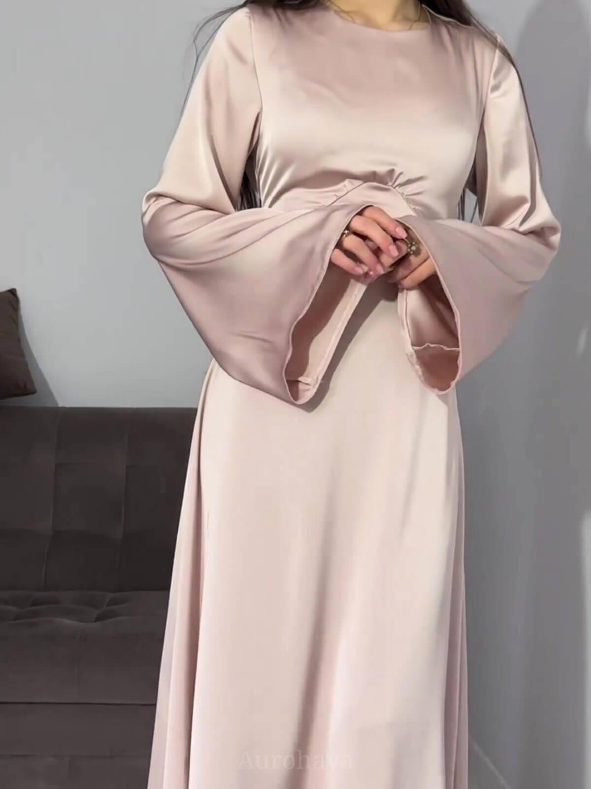 Aurohaya Flared Sleeve Fishtail Dress