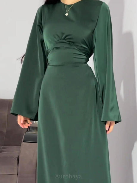 Aurohaya Flared Sleeve Fishtail Dress