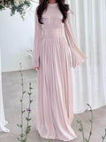 High Waisted French Round Neck Waist Ruffle Dress