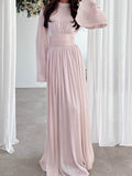 High Waisted French Round Neck Waist Ruffle Dress