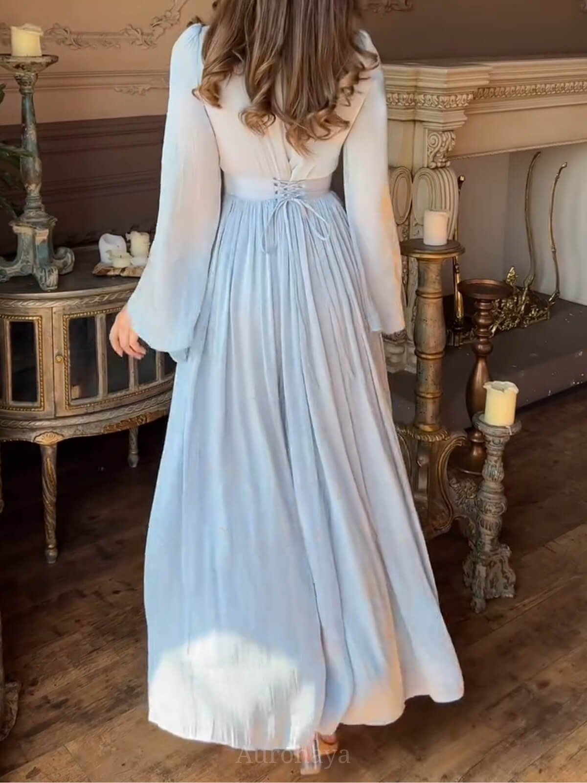 High-Neck Pleated Cinched-Waist Maxi Gown