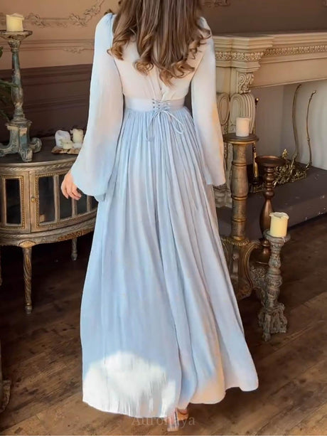 Aurohaya High-Neck Pleated Cinched-Waist Maxi Gown