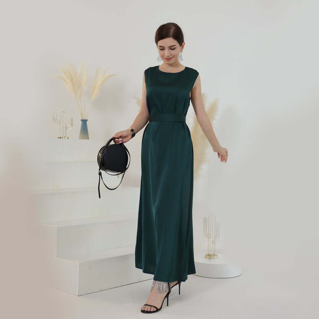 Solid Color Abaya Dress for Women
