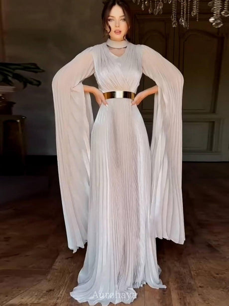 Aurohaya Solid Color Belt Slim Fit Dress