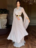 Solid Color Belt Slim Fit Dress