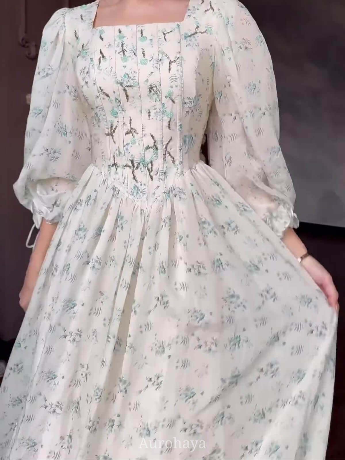 Floral Square Neck Maxi Dress