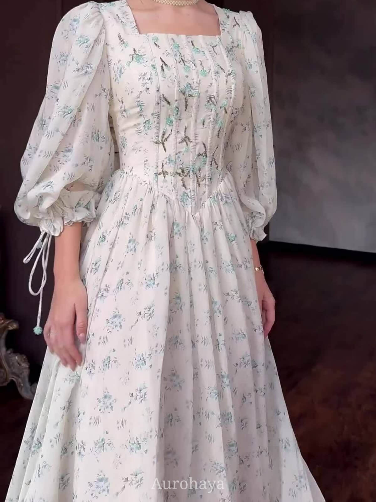 Floral Square Neck Maxi Dress