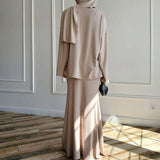 Solid Color Long Sleeve Dress 3pcs Set