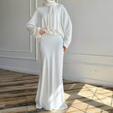 Solid Color Long Sleeve Dress 3pcs Set
