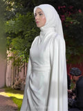 White Acetate Poncho Dress
