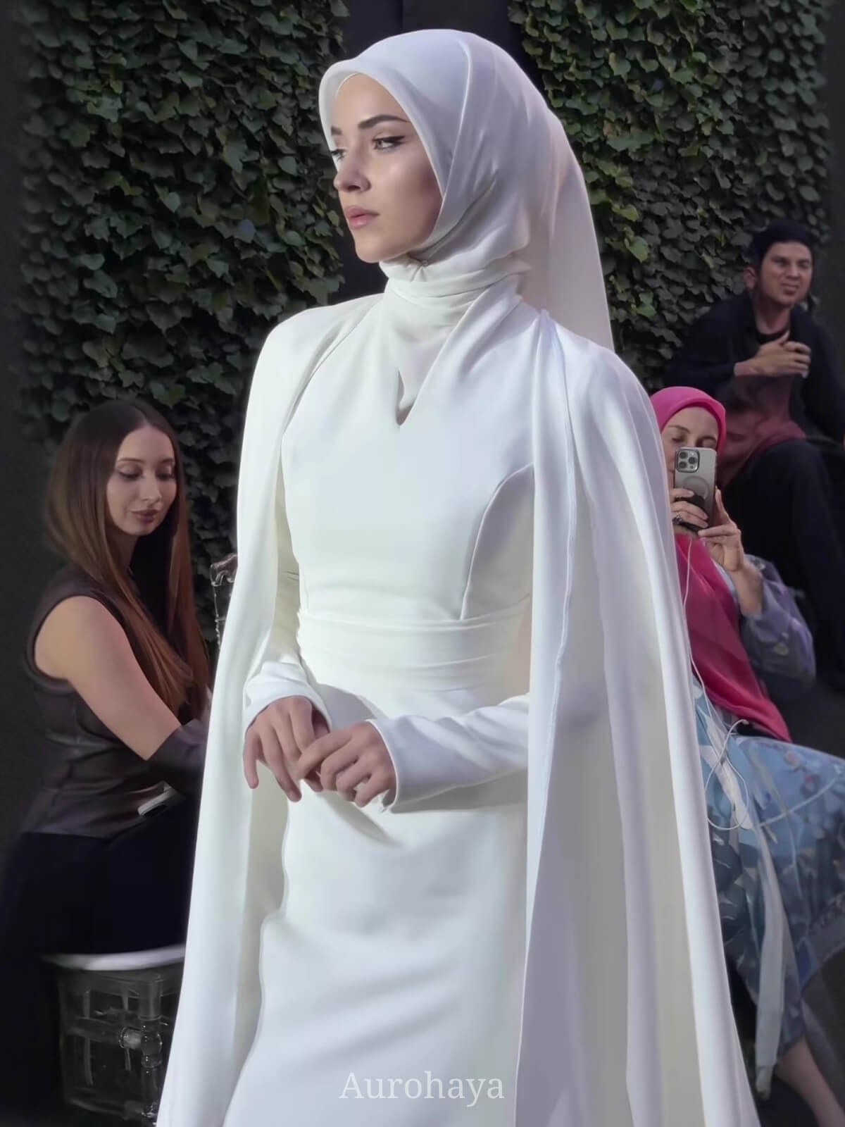 White Acetate Poncho Dress