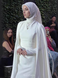 White Acetate Poncho Dress