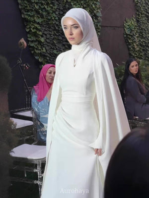 Aurohaya White Acetate Poncho Dress