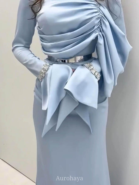 Aurohaya Ruched Waist-Cinching Maxi Dress