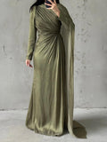 Ruffle Sleeve Shoulder Cape Maxi Dress