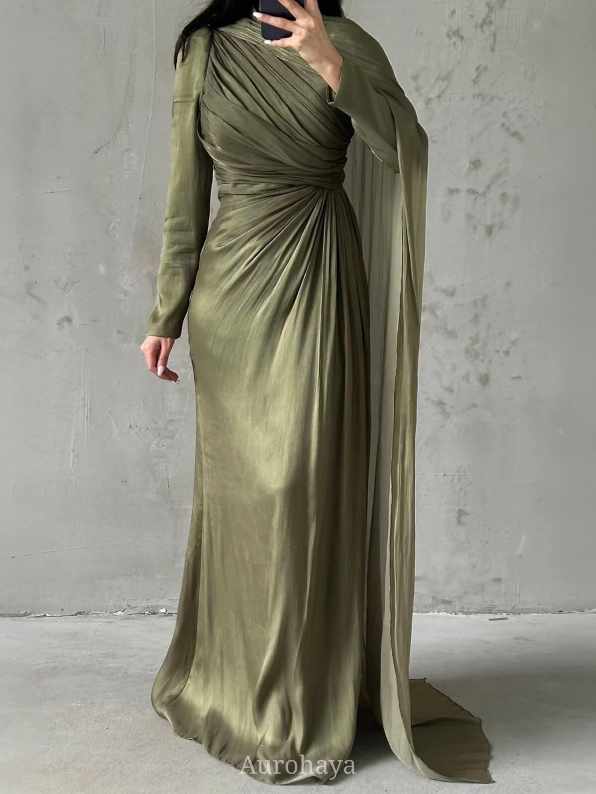 Ruffle Sleeve Shoulder Cape Maxi Dress