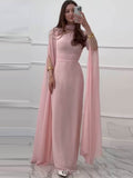 Lace-Up Long Sleeve Mock Neck Maxi Dress