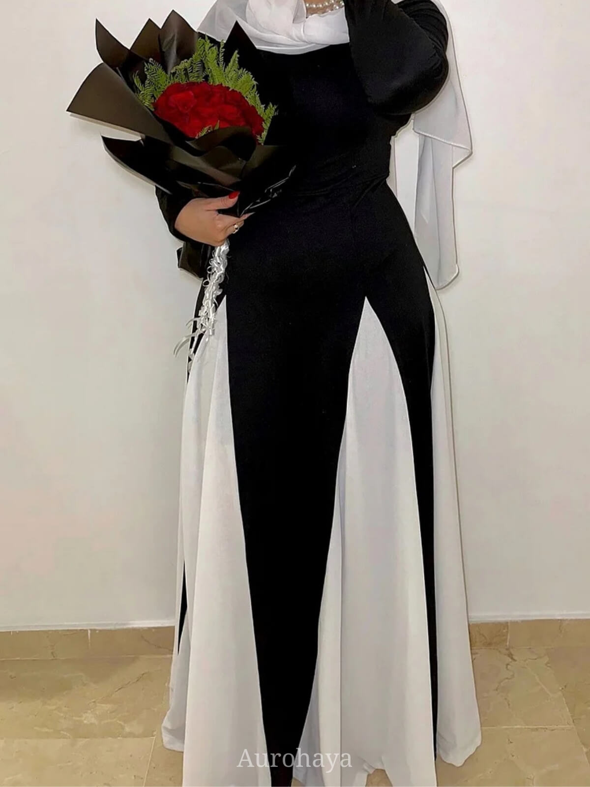 Colorblock Patchwork Round Neck Maxi Dress