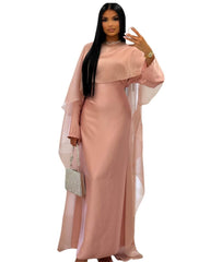 Tie-up dress and iridescent veil set
