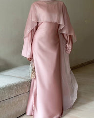 Tie-up dress and iridescent veil set