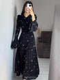 Aurohaya Floral Long-Sleeve Long-Sleeve Maxi Dress Black